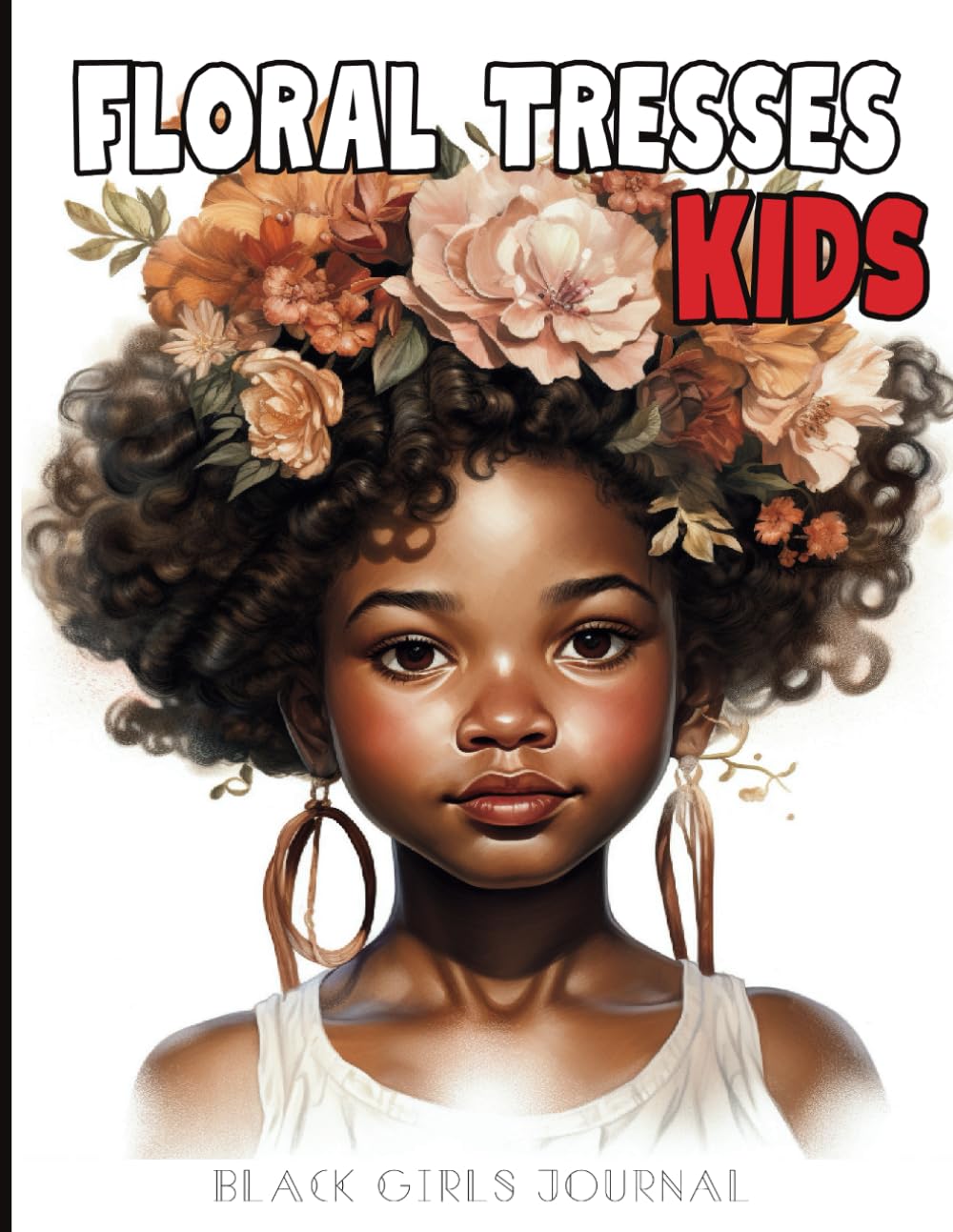 “Floral Tresses Kids coloring book cover featuring smiling Black girl”
“Cute afro puff with flowers – easy coloring page for kids”
“Young Black girl with floral hair bun – kids coloring book illustration”
“Bold-line natural hair coloring page for girls ages 5 to 14”