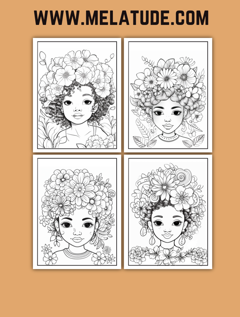 Floral Tresses: Coloring Book for Kids