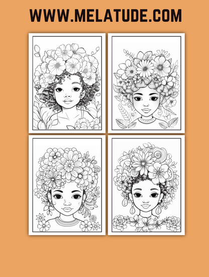 Floral Tresses: Coloring Book for Kids